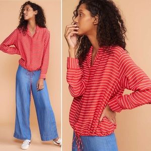 Lou & Grey Hotline Drawstring Red Blouse